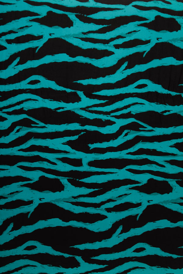 Printed Spanish Viscose Challis - Wavy Mirage Sapphire