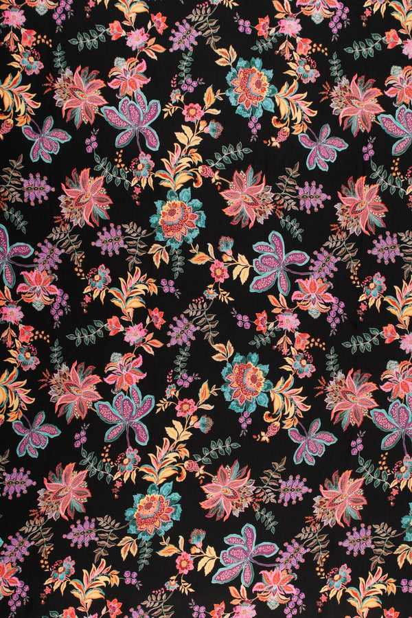 Printed Spanish Viscose Challis - Camelia