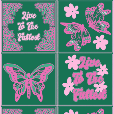 Printed Spanish Polyester Satin Charmeuse - Live to the Fullest Green