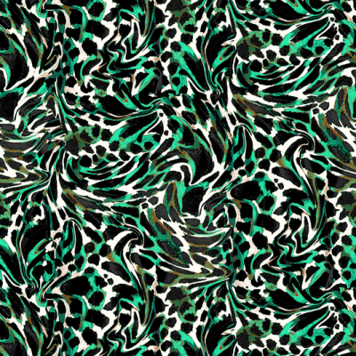 Printed Viscose Voile [Metalic Thread]  - Disco Leopard Mint