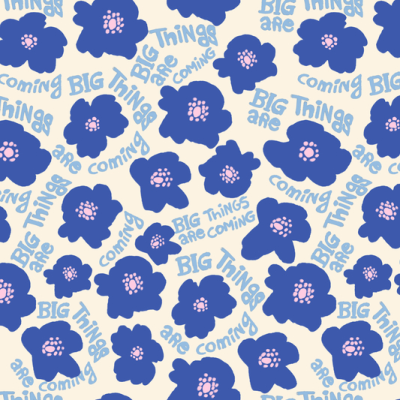 Printed Spanish Polyester Satin Charmeuse - Big Things Blue