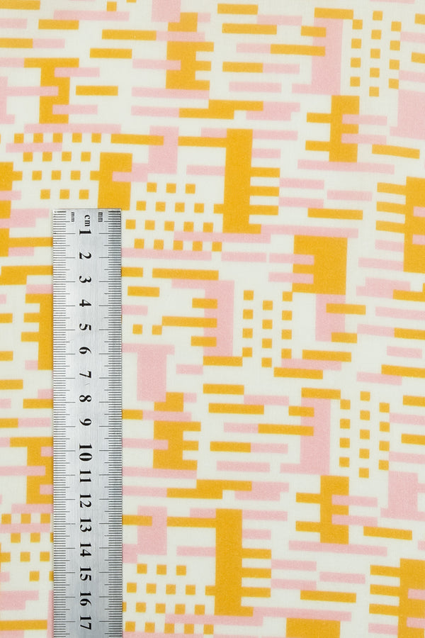 Printed Spanish Organic Cotton Crepe - Data Capture Yellow