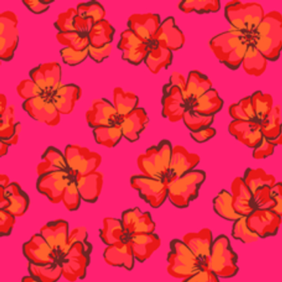 Printed Spanish Viscose Challis - Bright Little Poppies