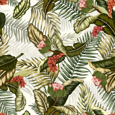 Printed Spanish Polyester Satin Twill - Protea Tree Day