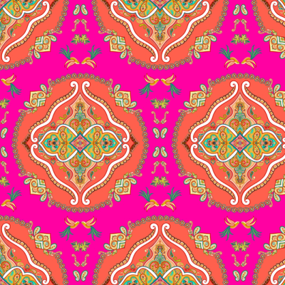 Printed Spanish Viscose Challis - Palace Tiles Pink