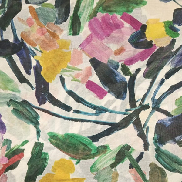 Printed Spanish Polyester Chiffon - Abstract Brush Strokes