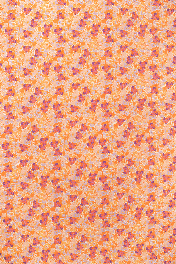 Printed Spanish Polyester Satin Charmeuse - Crayon Flowers