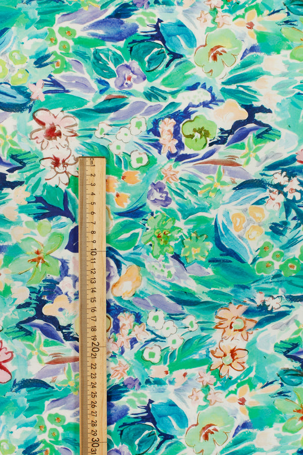 Printed Spanish Organic Cotton Voile - Greener Pastures