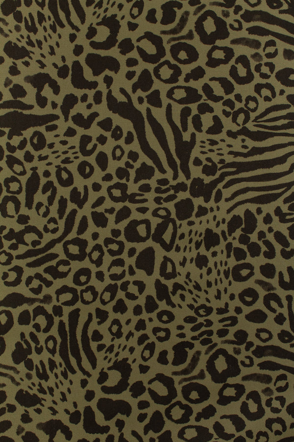 Printed Spanish Organic Cotton Sateen Twill - Olive Wildlife