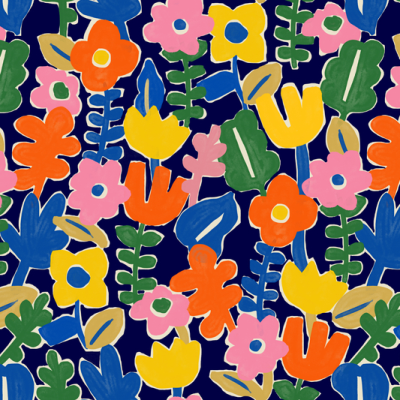 Printed Spanish Polyester Satin - Power Play Floral