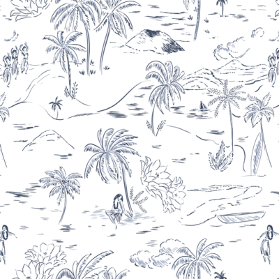 Printed Spanish Viscose Linen Challis - Beachy Blue