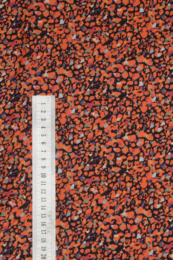Printed Spanish Recycled Polyester Satin Twill - Tiny Abstract Leopard