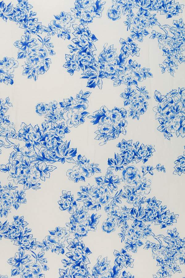 Printed Spanish Polyester Satin Charmeuse - White Tea