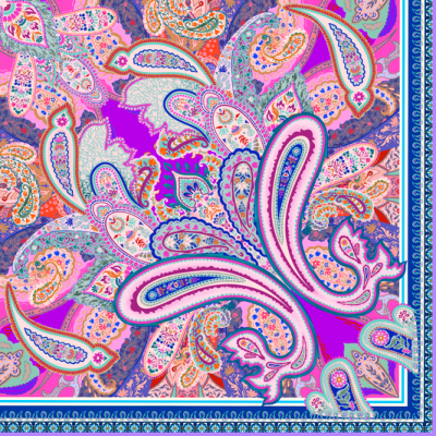 Printed Spanish Viscose Linen - Butterfly Paisley