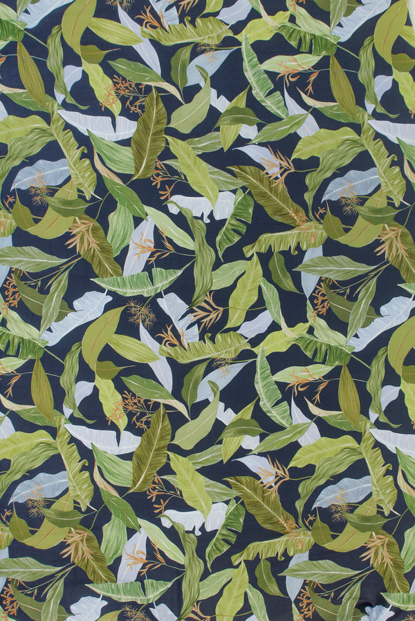 Printed Spanish Viscose Challis - Banana Leaf Dark