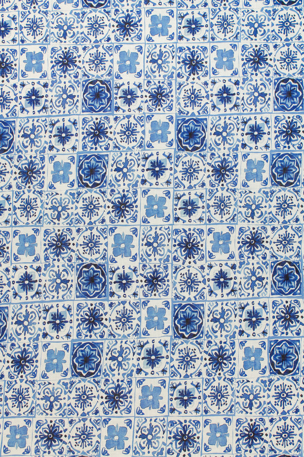 Printed Spanish Viscose Linen - Mykonos Azure