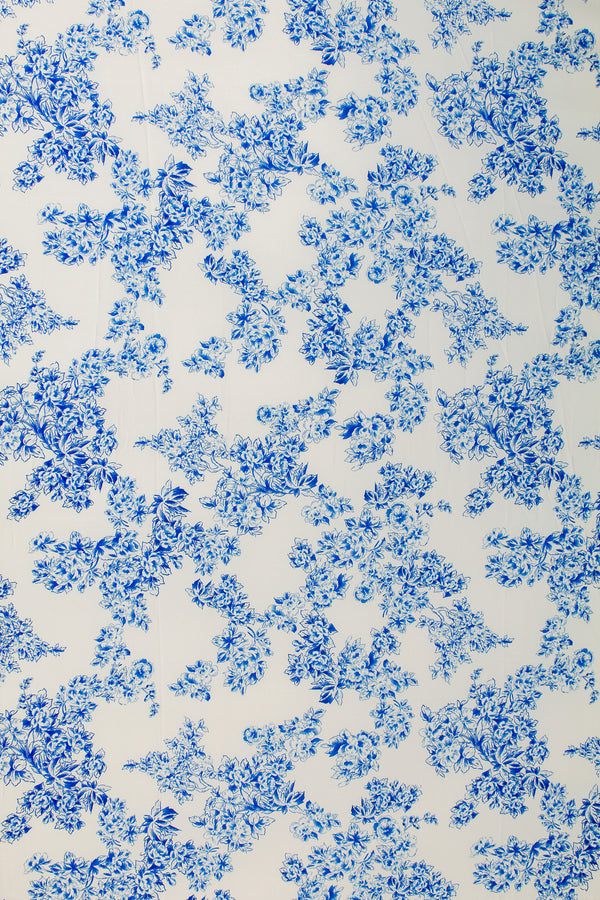 Printed Spanish Polyester Satin Charmeuse - White Tea