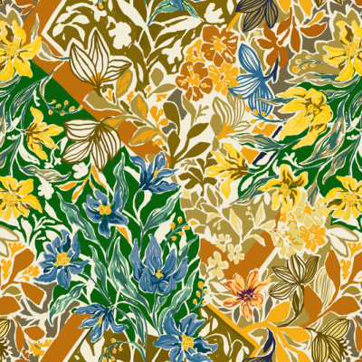 Printed Spanish Organic Cotton Poplin - Jungle Trip Gold