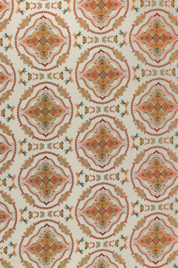 Printed Spanish Viscose Challis - Palace Tiles Cream