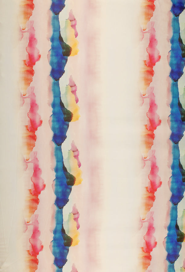 Printed Spanish Polyester Satin Charmeuse - Watercolour Landscape