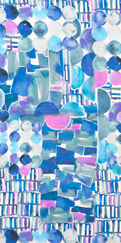 Printed Spanish Ecovero Viscose Challis - Blue Pearls