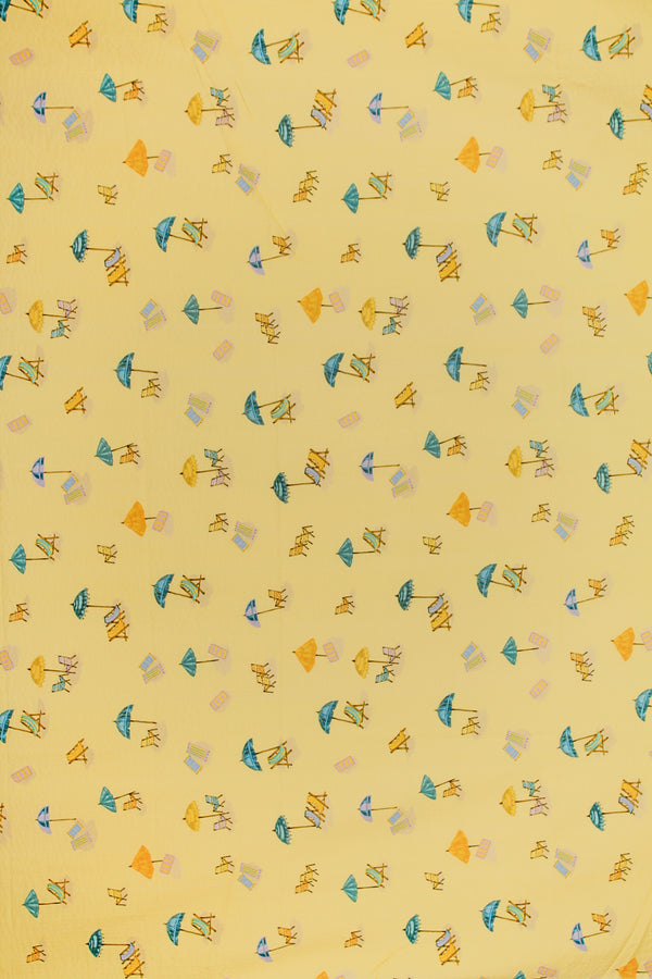 Printed Spanish Organic Cotton Viscose Seersucker - Sun Bathe Yellow