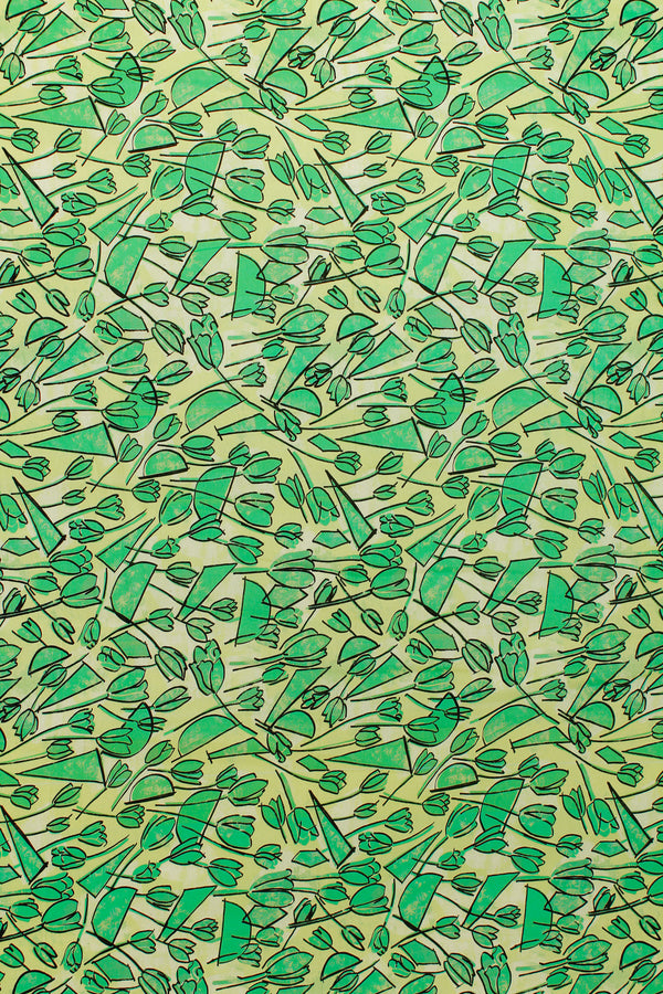 Printed Spanish Viscose Linen Challis - Flower Doodle