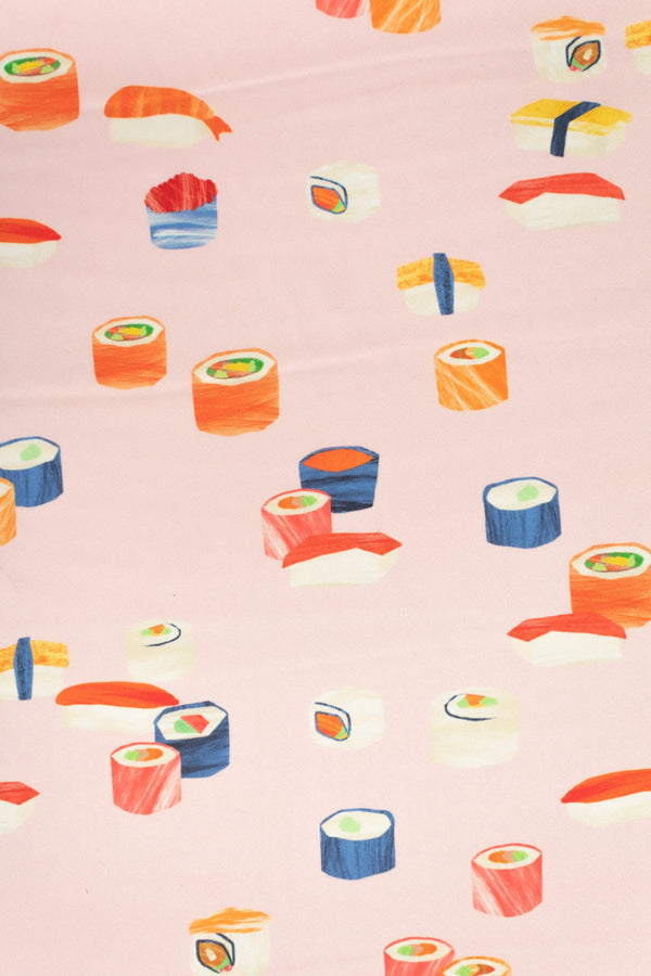 Printed Spanish Polyester Satin Twill - Sushi time