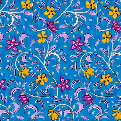 Printed Spanish Organic Cotton Viscose Seersucker - Florence Blue