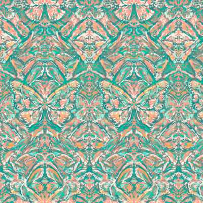 Printed Spanish Viscose Challis - Butterfly House Seafoam