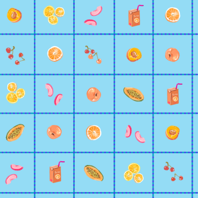 Printed Spanish Organic Cotton Viscose Seersucker - Juice Box Blue