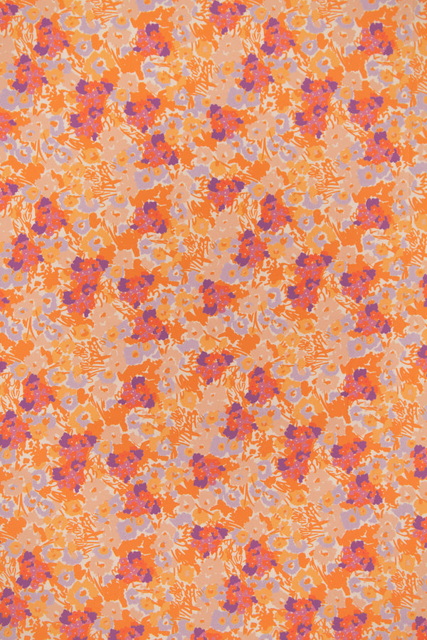 Printed Spanish Polyester Satin Charmeuse - Crayon Flowers