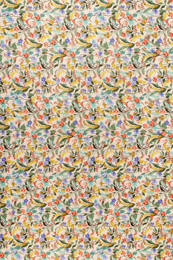 Printed Spanish Viscose Challis - Yellow Bell Flower