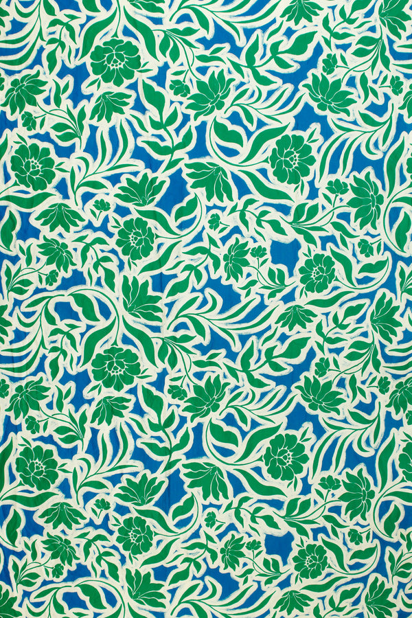 Printed Spanish Organic Cotton Voile - Envy or Blues