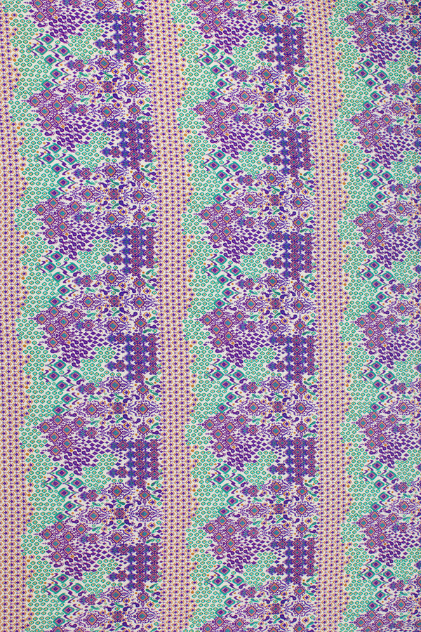 Printed Spanish Ecovero Viscose Challis Spandex - Diamonds Purple