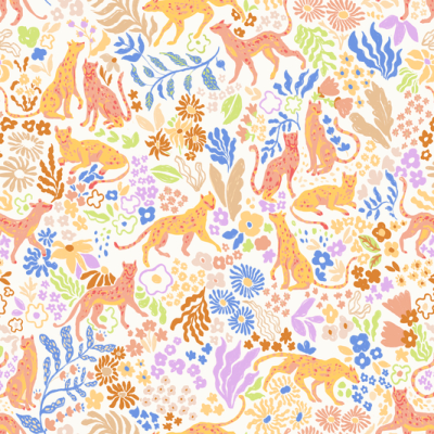 Printed Spanish Organic Cotton Poplin - Big Cat Paradise