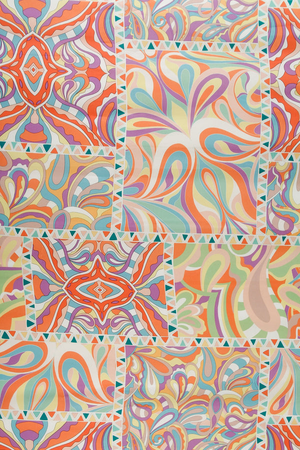 Printed Poly Smooth Satin - Technicolour Swirls