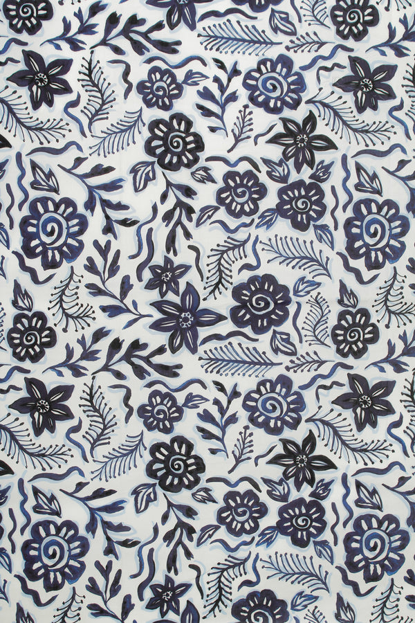 Printed Spanish Organic Cotton Voile - Ocean Ferns