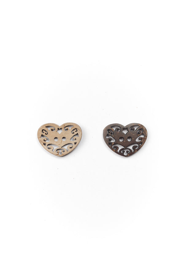 Wooden Buttons- Heart with Cutouts