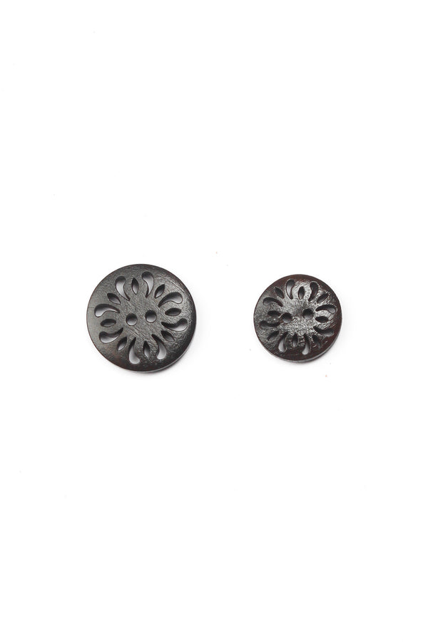 Wooden Buttons- Paisley Cutout Dark Wood