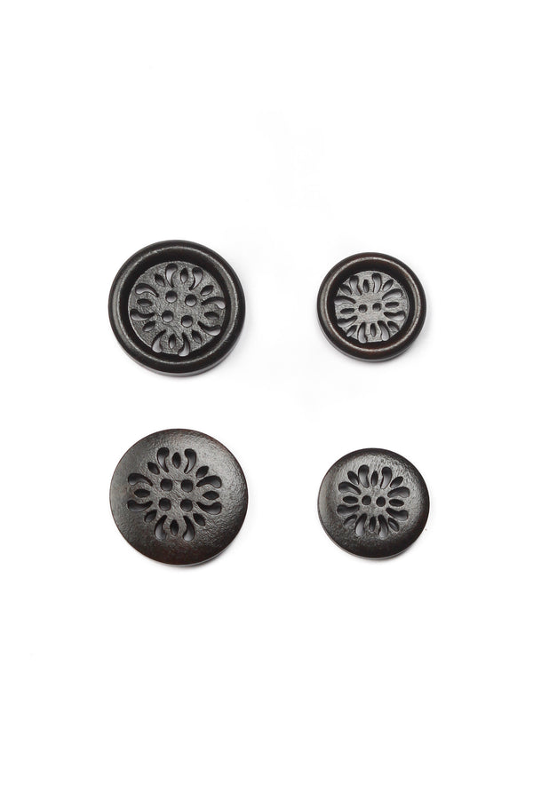 Wooden Buttons- Paisley Cutout with Rind