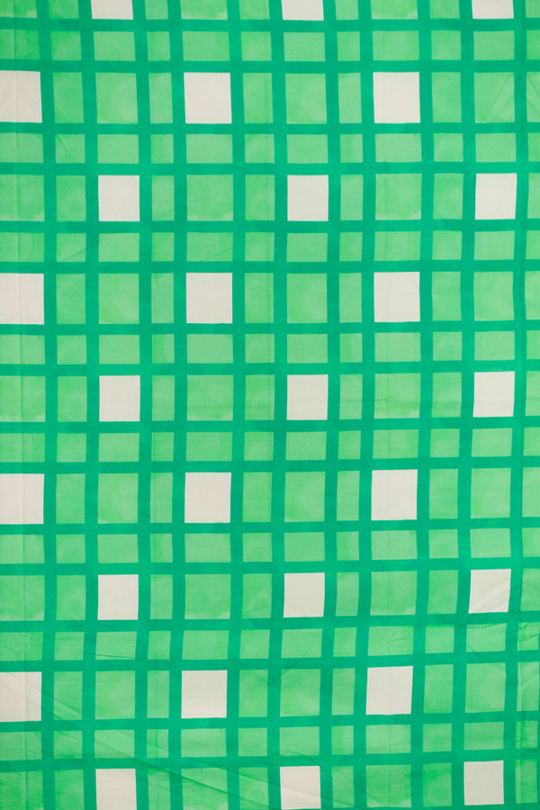 Printed Spanish Organic Cotton Voile - Grids Pistachio