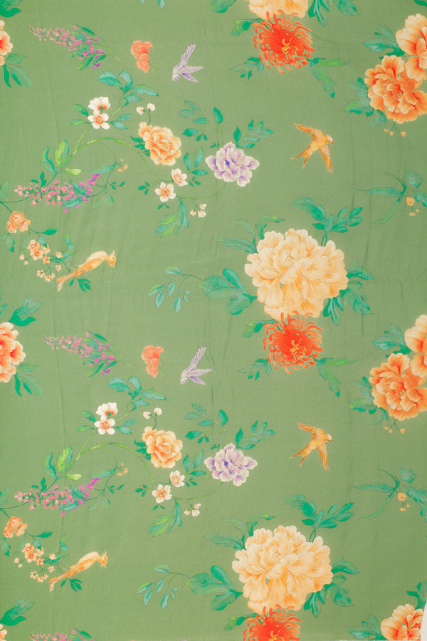 Printed Spanish Viscose Challis - Dahlias