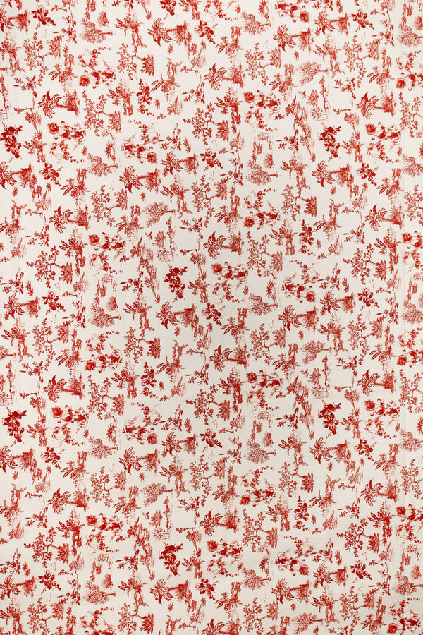 Printed Spanish Organic Cotton Poplin - Frolic In The Forest Red