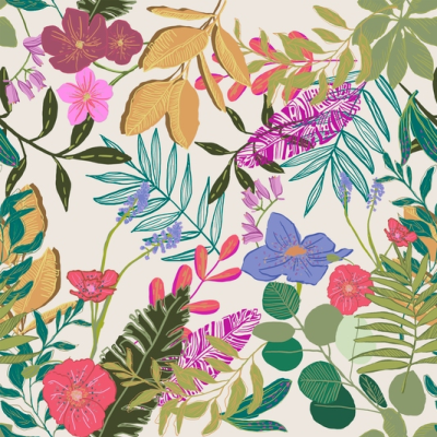 Printed Spanish Polyester Crinkle Chiffon - Jungle Leaves