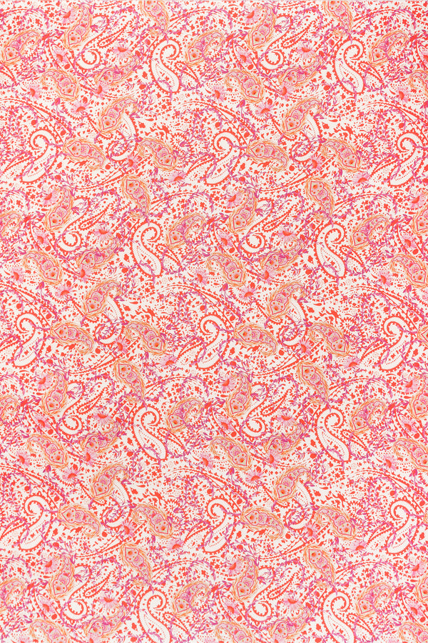 Printed Spanish Polyester Satin Charmeuse - Summer Paisley