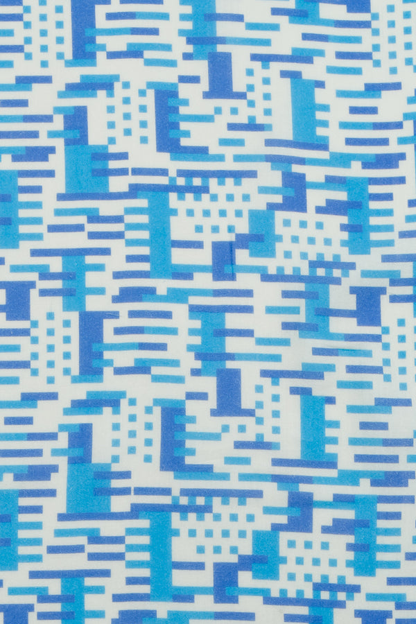 Printed Spanish Organic Cotton Crepe - Data Capture Blue