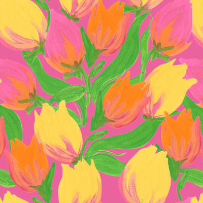 Printed Spanish Viscose Challis - Soft Tulip