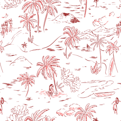 Printed Spanish Viscose Linen Challis - Teracotta Island