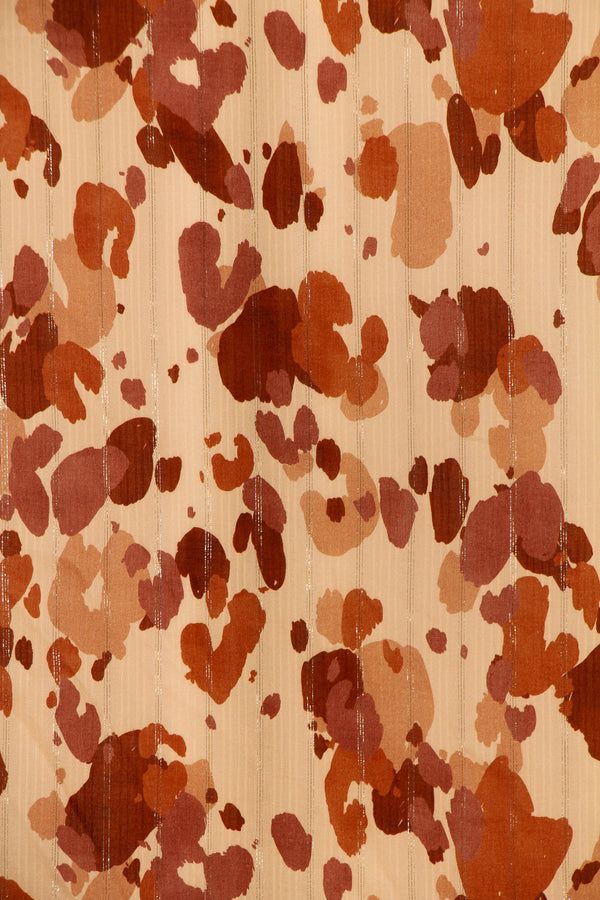 Printed Lightweight Viscose Voile [Metalic Thread] - Patches Brown